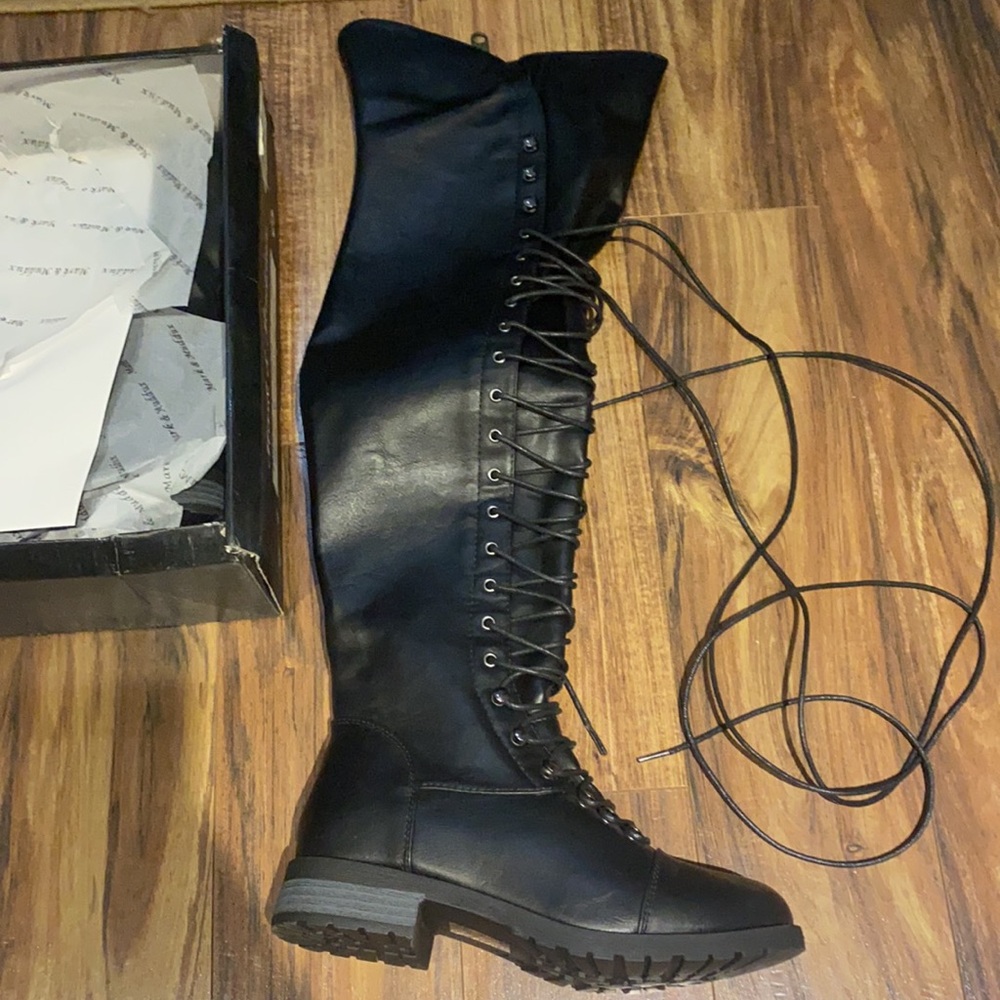 Over the knee laced black boots